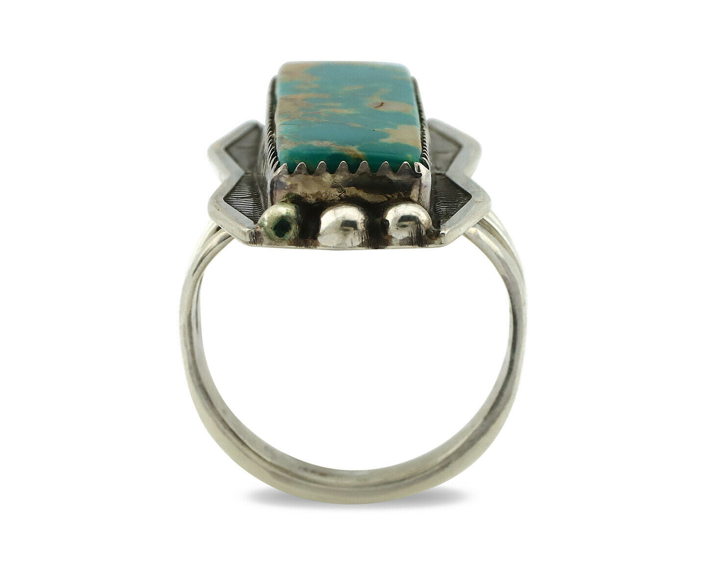 Navajo Ring .925 Silver Natural Aqua Turquoise Signed B C.80's