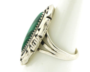 Navajo Ring 925 Silver Natural Malachite Artist Signed William Denetdale C.80's