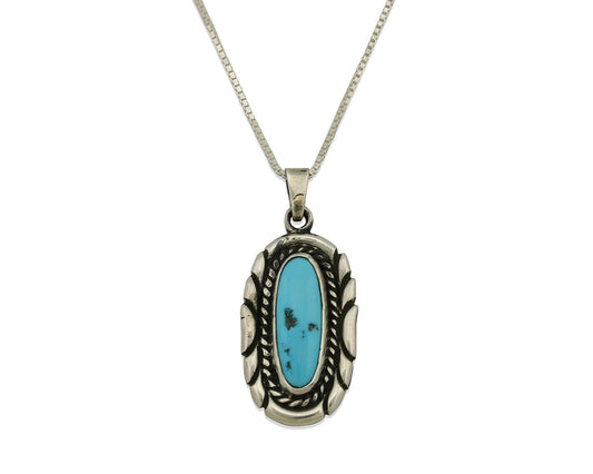 Navajo Necklace .925 Silver Sleeping Beauty Turquoise Signed M Montoya C.80's