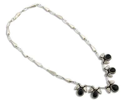 Women's Onyx Necklace .925 Silver Taxo Mexico Signed GCOI Circa 1980's