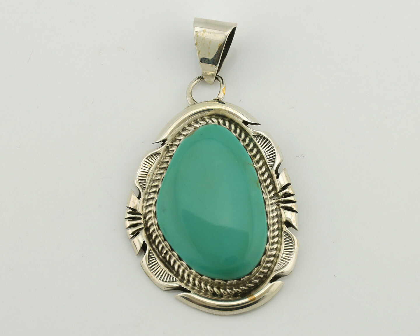 Navajo Necklace .925 Silver Arizona Turquoise Signed Jon McCray C.1980's