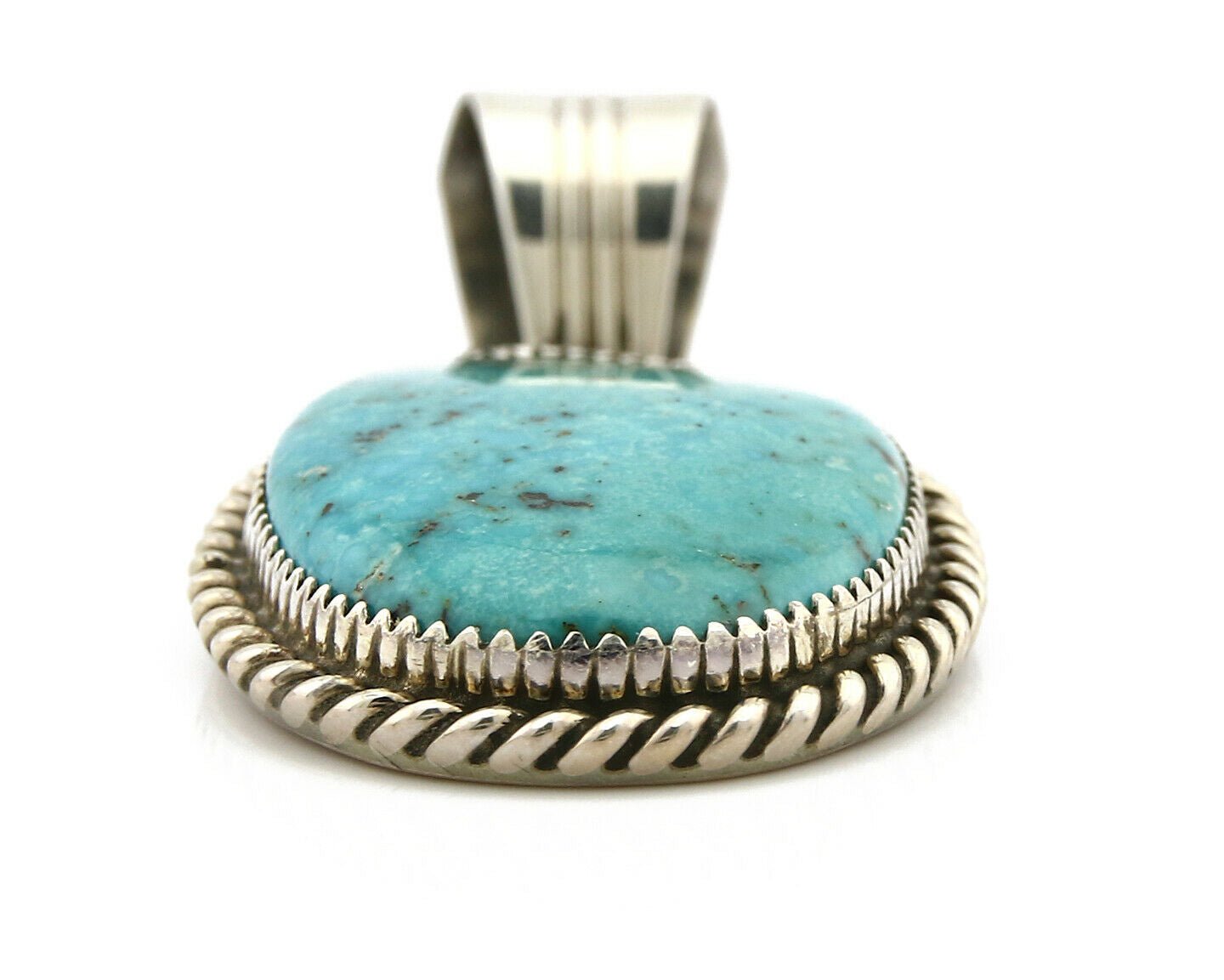 Navajo Pendant Turquoise Mountain .925 Silver Signed LTB C.80's