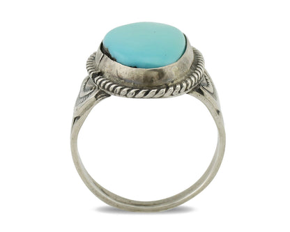 Navajo Ring .925 Silver Blue Turquoise Native American Artist C.1980s