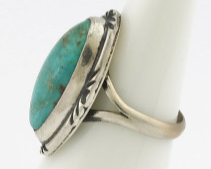 Navajo Ring .925 Silver Kingman Turquoise Native Artist Signed C.80's