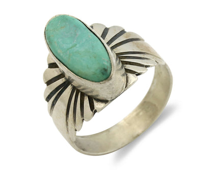 Navajo Ring .925 Silver Kingman Turquoise Artist Signed Apache C.80's