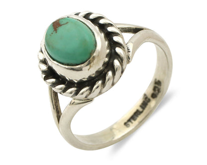 Navajo Ring .925 Silver Kingman Turquoise Artist Signed Gecko C.90's