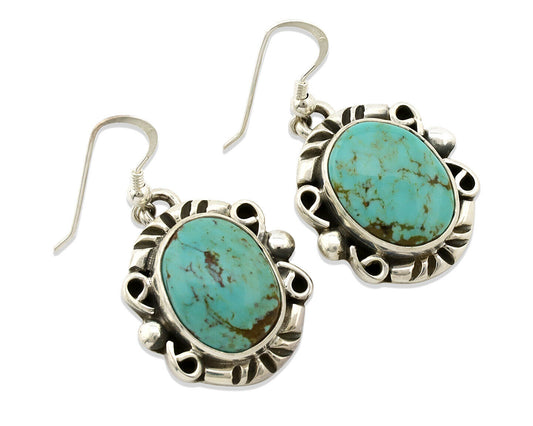 Navajo Earrings .925 Silver Southwest Turquoise Signed Calvin Peterson C.80