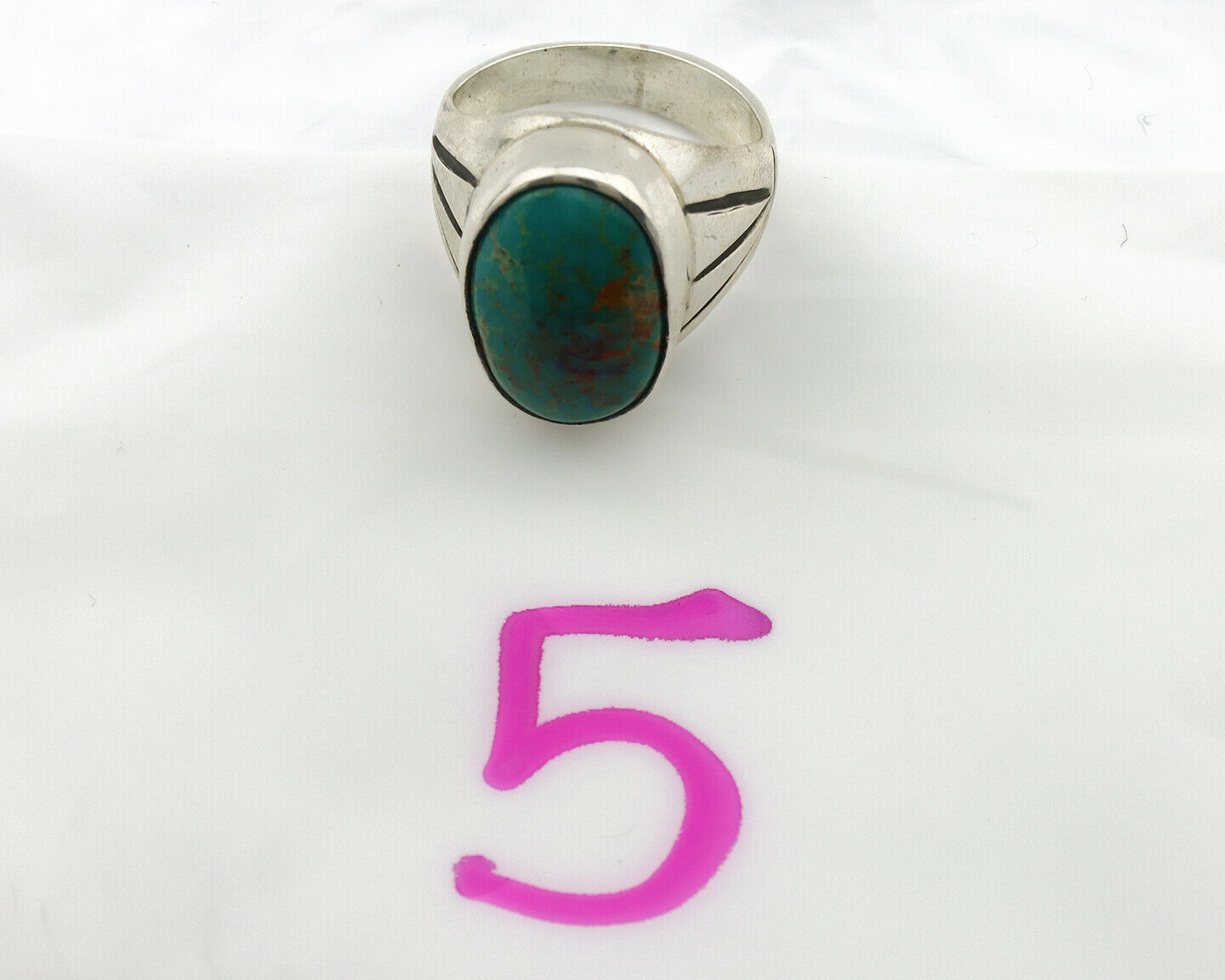 Navajo Ring .925 Silver Turquoise Mountain Native American Artist C.80's