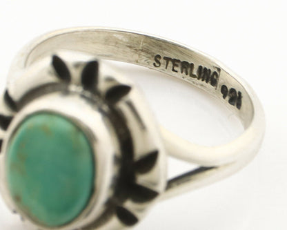 Navajo Ring .925 Silver Kingman Turquoise Artist Signed Gecko C.90's