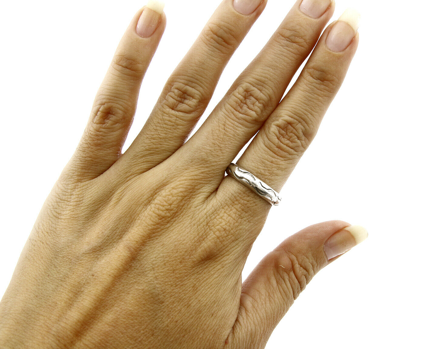 Women's Navajo Ring .925 SOLID Silver Hand Stamped Circa 1980's