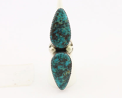 Navajo Ring 925 Silver Black & Blue Turquoise Artist Signed LTB C.80's