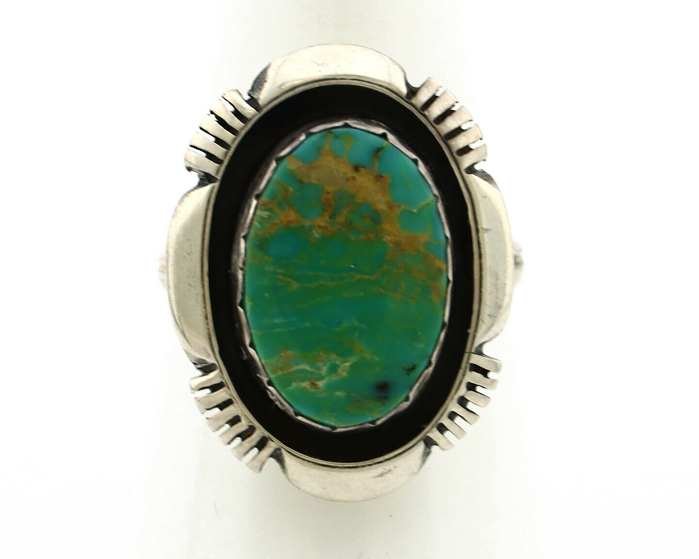 Navajo Ring .925 Silver Kingman Turquoise Artist Signed M Nez C80s