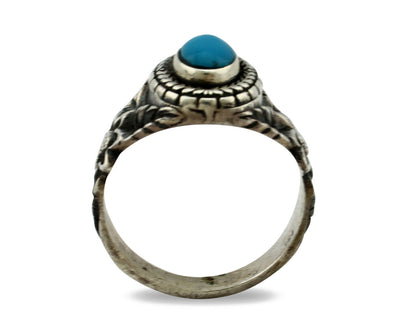 Navajo Ring .925 Silver Natural Blue Turquoise Native American Artist C.80's