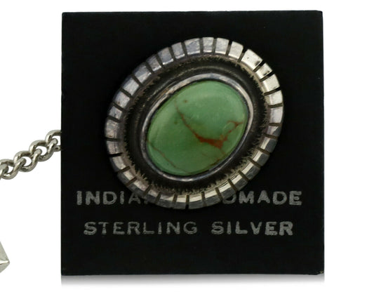 Navajo Tie Tack .925 Silver Manassas Turquoise Native American Artist C.80's