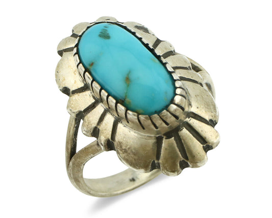 Navajo Ring .925 Silver Arizona Turquoise Signed M Montoya C.80's