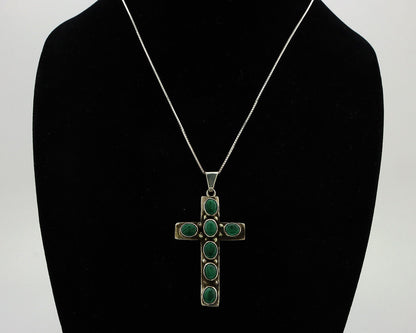 Navajo Cross Necklace 925 Silver Malachite Artist Signed C Montoya C.80's