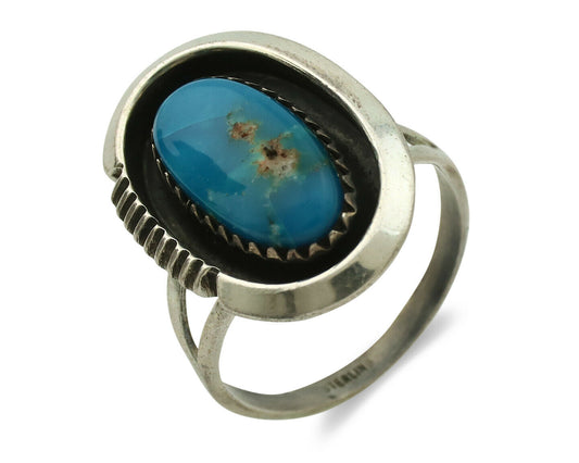 Navajo Ring .925 Silver Blue Turquoise Native American Artist C.1980's
