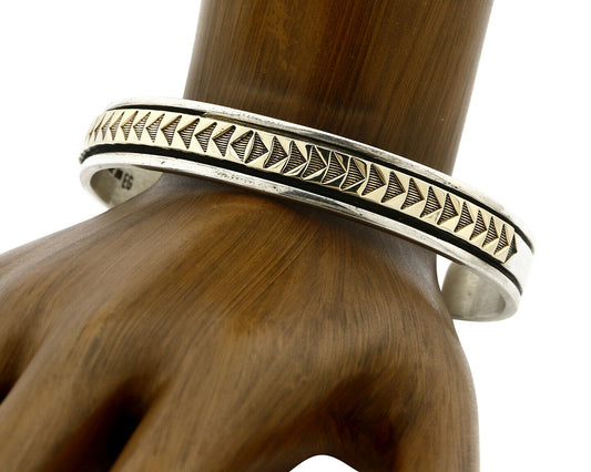 Navajo Bracelet .925 Silver & 14k Solid Gold MM Rogers and EG Cuff C.80's