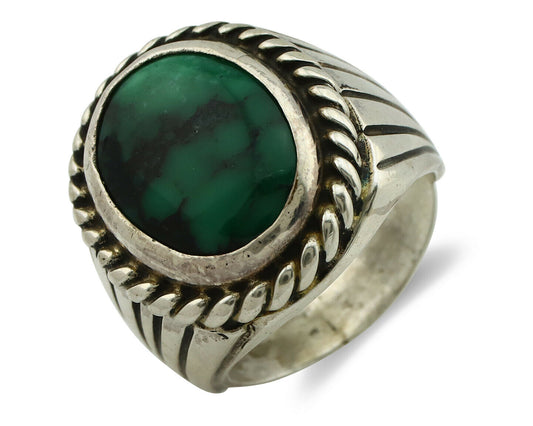 Navajo Ring .925 Silver Green Turquoise Artist Signed C Montoya C.80's