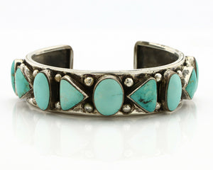 Navajo Bracelet .925 Silver Blue Turquoise Handmade Artist Signed DC C.80's