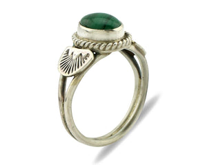 Navajo Ring 925 Silver Natural Mined Malachite Native American Artist C.80's
