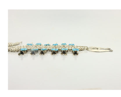 Navajo Necklace 925 Silver Sleeping Beauty Turquoise Signed C Circa.80's