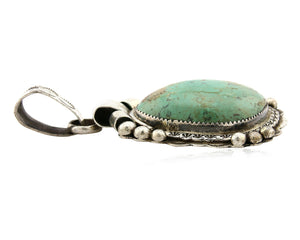Navajo Kingman Turquoise Pendant .925 Silver Native American Artist C.80's