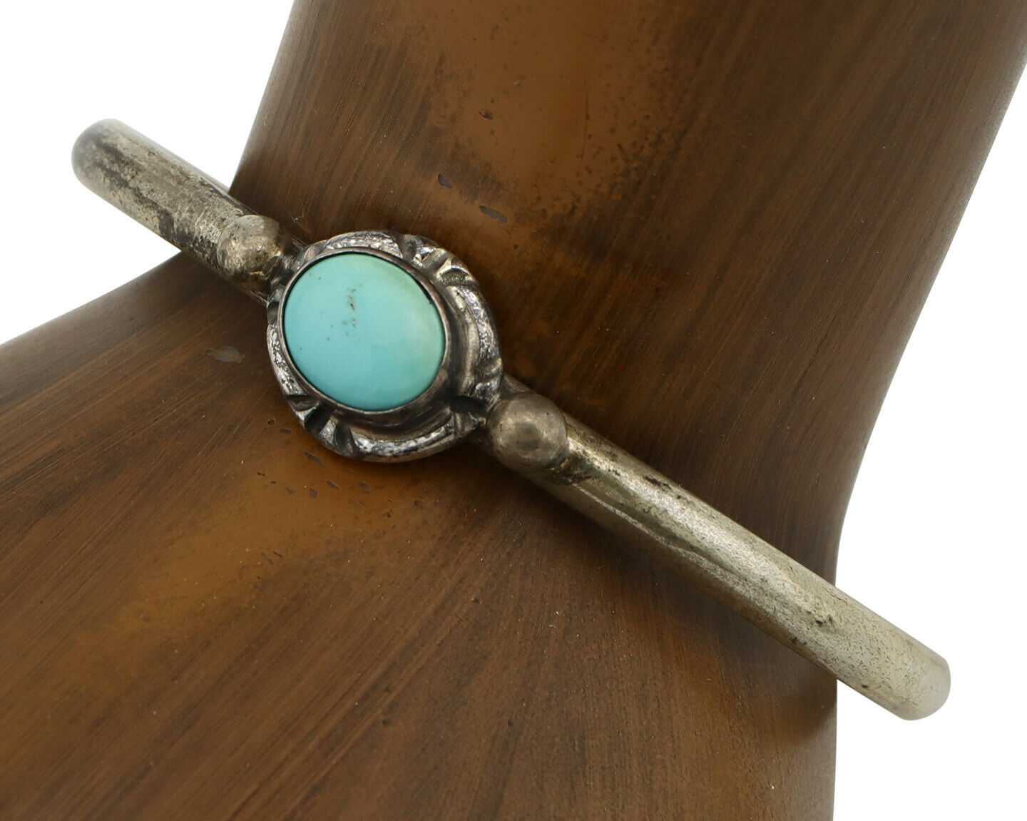 Navajo Bracelet .925 Silver Blue Turquoise Native American Artist C.90's