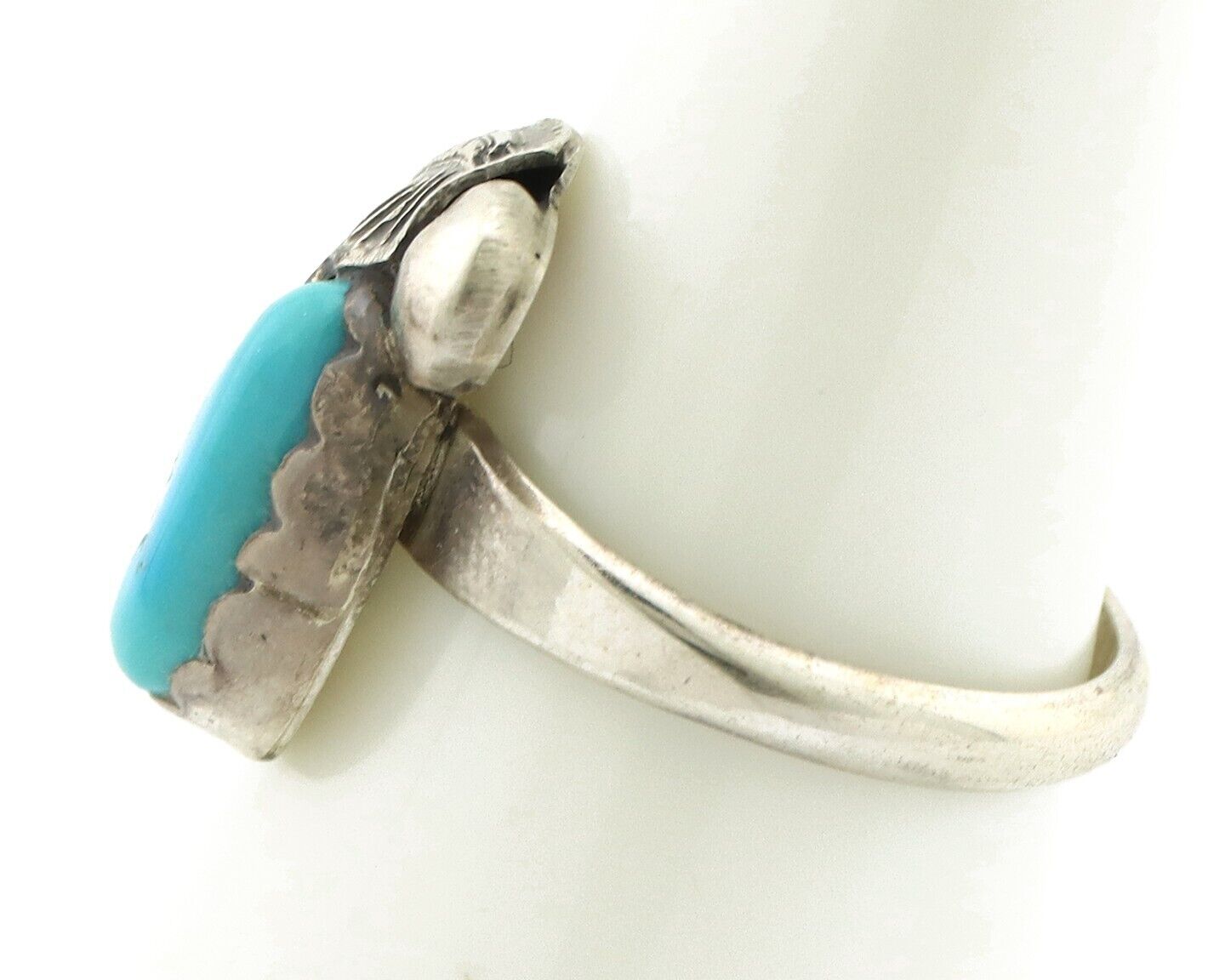 Zuni Ring 925 Silver Natural Mined Blue Turquoise Artist Signed Simplicio C.80's