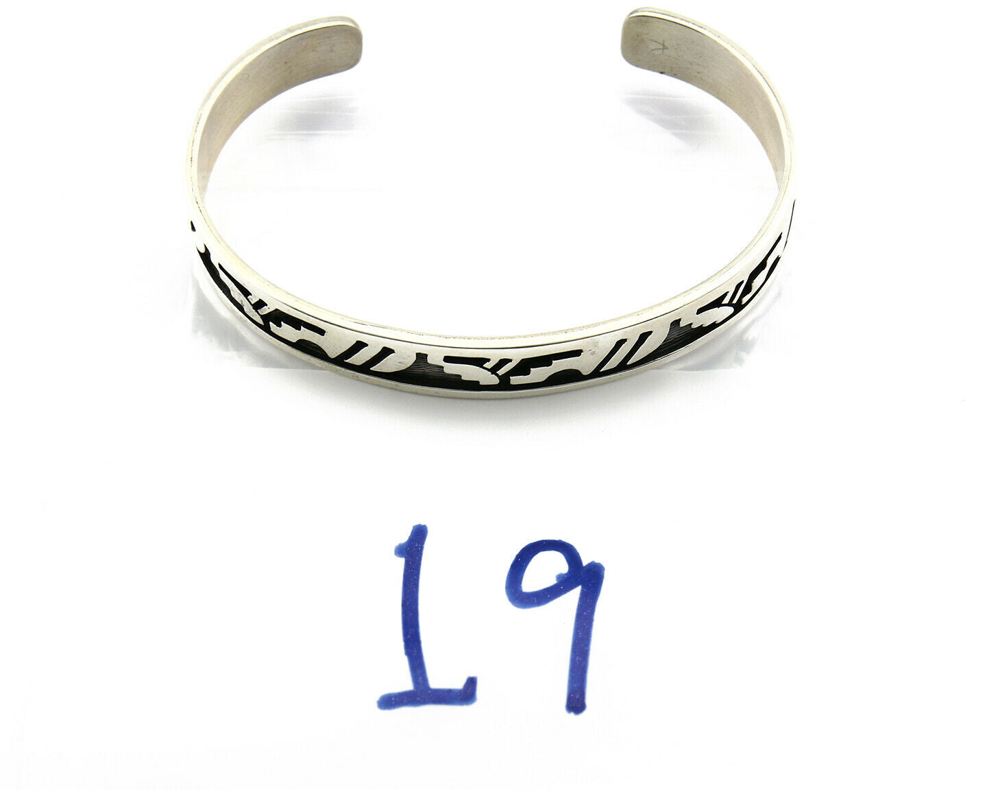Navajo Bracelet .925 SOLID Silver Signed Artist RC Overlay Design C.90's