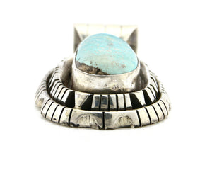 Navajo Pendant .925 Silver Blue Turquoise Signed Artist FT C.80's