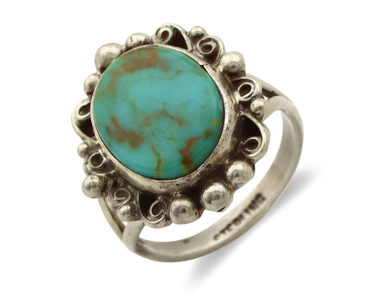 Navajo Ring .925 Silver Kingman Turquoise Artist Signed Billy Eagle C.90's