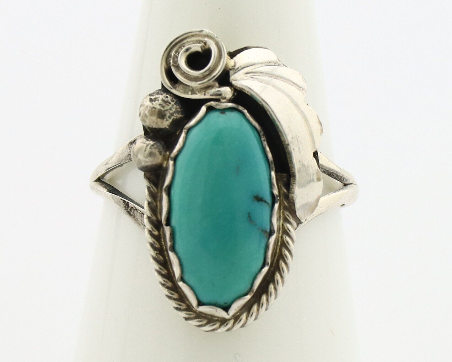 Navajo Inlaid Ring 925 Silver Blue Turquoise Artist Signed Justin Morris C.80s