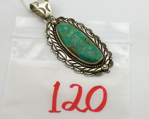 Navajo Necklace .925 Silver Kingman Turquoise Signed MB C.1980's