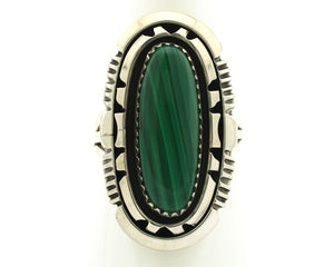 Navajo Ring 925 Silver Natural Malachite Artist Signed William Denetdale C.80's