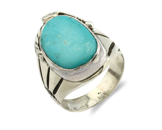 Navajo Ring .925 Silver Morenci Southwest Turquoise Native Artist C.80's