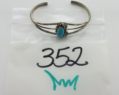 Navajo Bracelet 925 Silver Blue Turquoise Native American Artist Signed C.80's