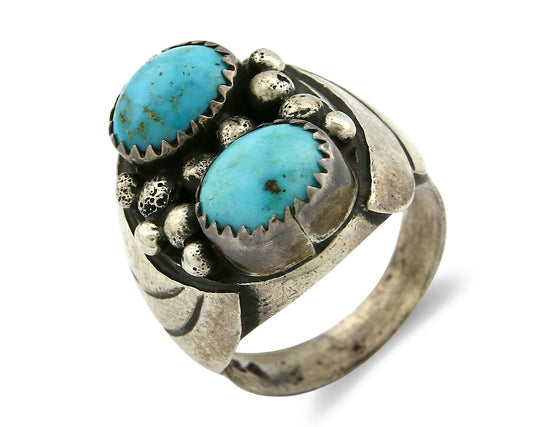 Navajo Ring .925 Silver Turquoise Mountain Artist Native American C.80's