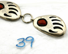 Navajo Bear Paw Concho Belt .925 Silver Red Coral Signed E. Redhorse C.80's