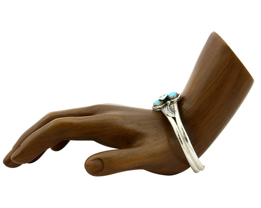Navajo Bracelet .925 Silver Sleeping Beauty Turquoise Native C.80's