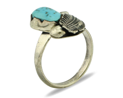 Zuni Ring 925 Silver Natural Blue Gem Turquoise Artist Signed Simplicio C.80's