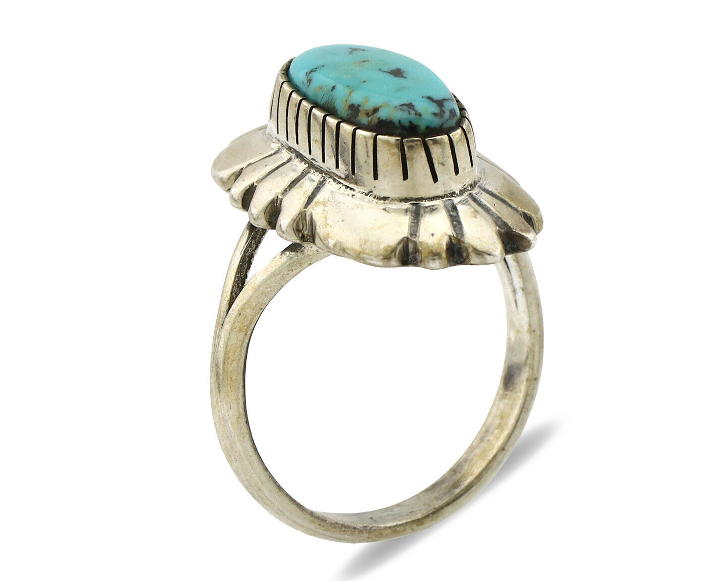 Navajo Ring .925 Silver Arizona Turquoise Signed M Montoya C.80's