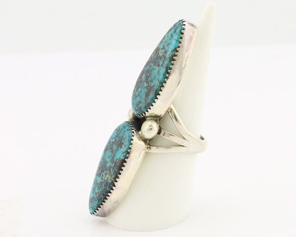 Navajo Ring 925 Silver Black & Blue Turquoise Artist Signed LTB C.80's