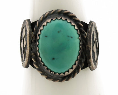 Navajo Ring .925 Silver Kingman Turquoise Artist Signed FA C.80's