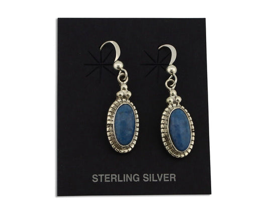 Navajo Earrings 925 Silver Natural Royal Blue Lapis Native American Artist C90s