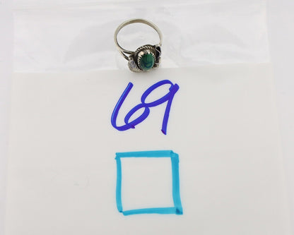 Navajo Ring 925 Silver Natural Malachite Artist Signed Justin Morris C.80's