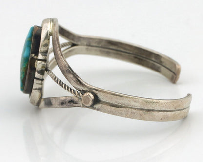 Women Navajo Bracelet 925 Silver Blue Gem Turquoise Signed Philip Zachary C.80's