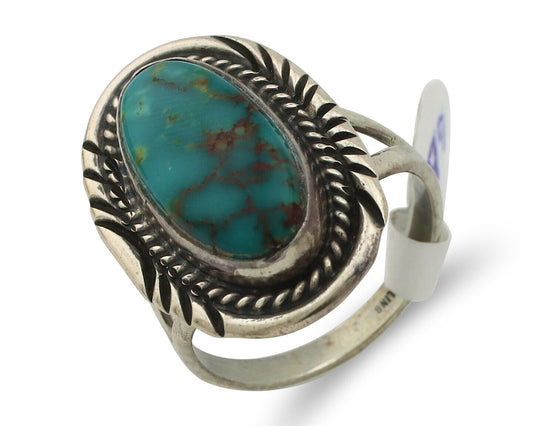 Navajo Ring .925 Silver Blue Gem Turquoise Artist Signed M Begay C.80's