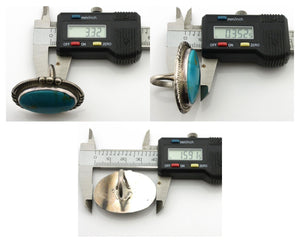 Navajo Ring .925 Silver Natural Turquoise Artist Signed KH C.80s