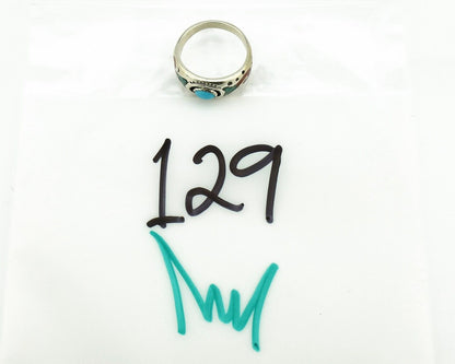 Navajo Handmade Ring 925 Silver Blue Turquoise & Coral Native American C.80's